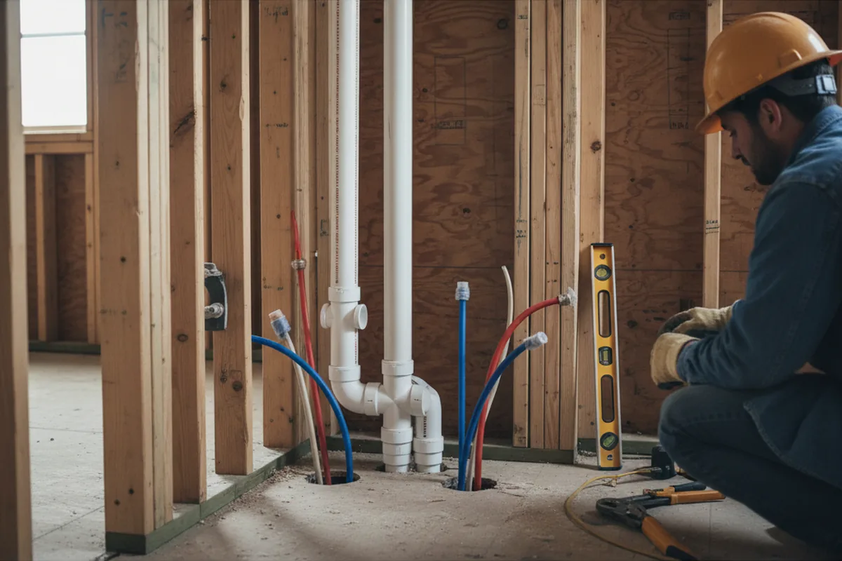 Drain and supply rough-in during Drain Cleaning in Edinburg